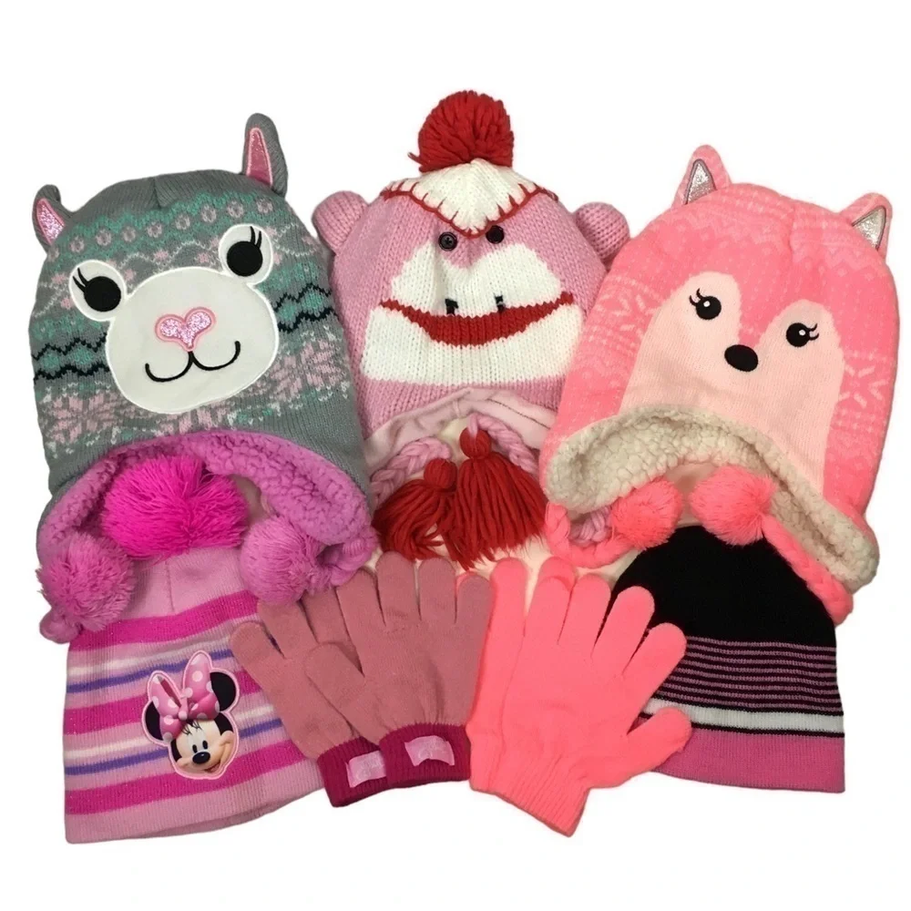Girl’s Winter Gear Hats Beanie Gloves Cat Sock Monkey Fox Minnie Mouse JoJo Siwa
